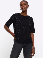 River Island Black Heatseal Top - Image 1 of 3