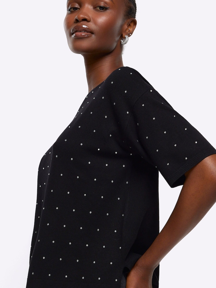 River Island Black Heatseal Top - Image 3 of 3