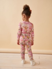 Pink Vintage Floral Rib Jersey Leggings (3mths-7yrs) - Image 3 of 6