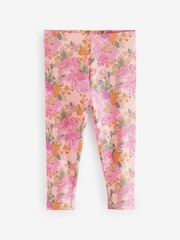 Pink Vintage Floral Rib Jersey Leggings (3mths-7yrs) - Image 4 of 6