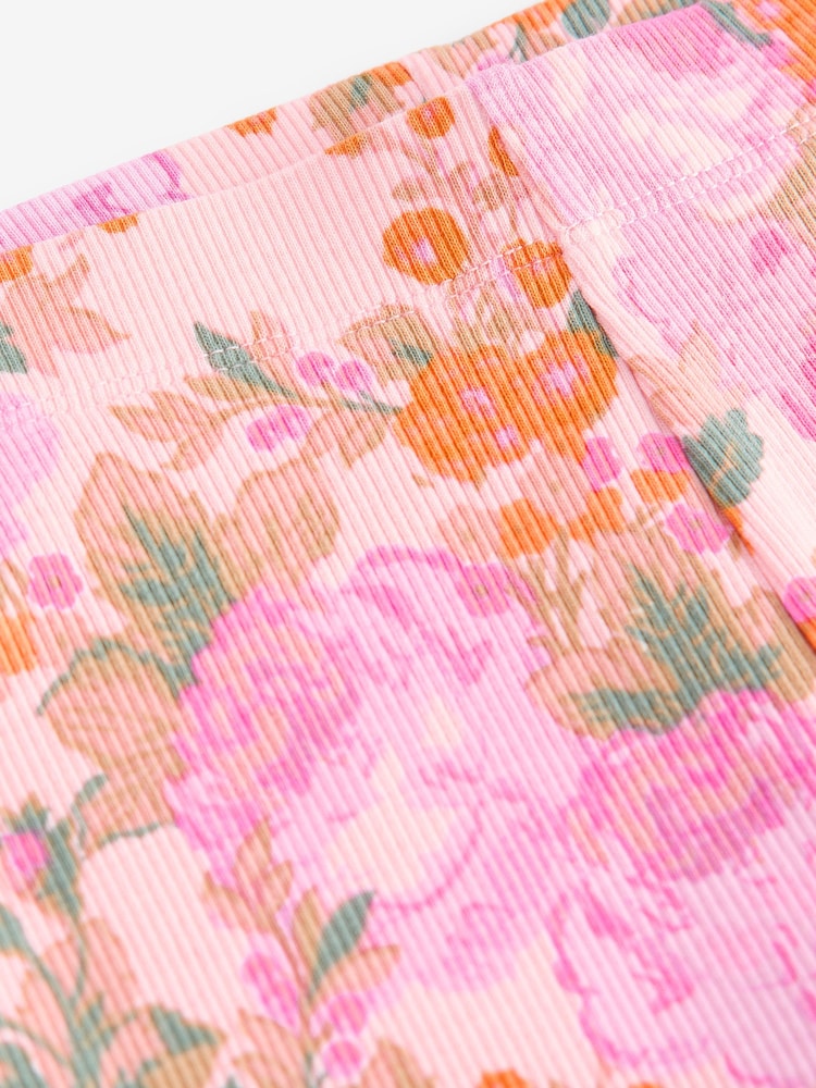 Pink Vintage Floral Rib Jersey Leggings (3mths-7yrs) - Image 6 of 6