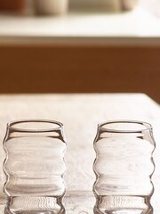 Set of 2 Clear Scandi Ripple Glasses - Image 2 of 4