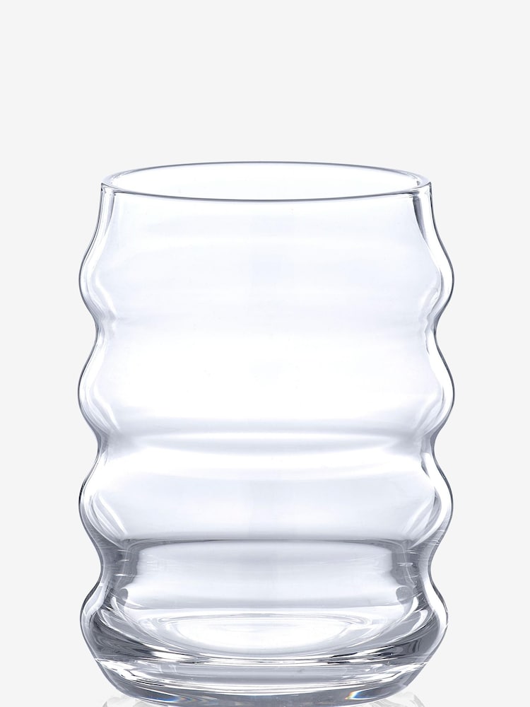 Set of 2 Clear Scandi Ripple Glasses - Image 4 of 4