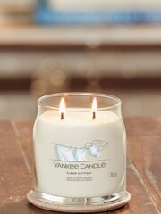 Yankee Candle White Signature Medium Jar Scented Candle Clean Cotton - Image 1 of 4