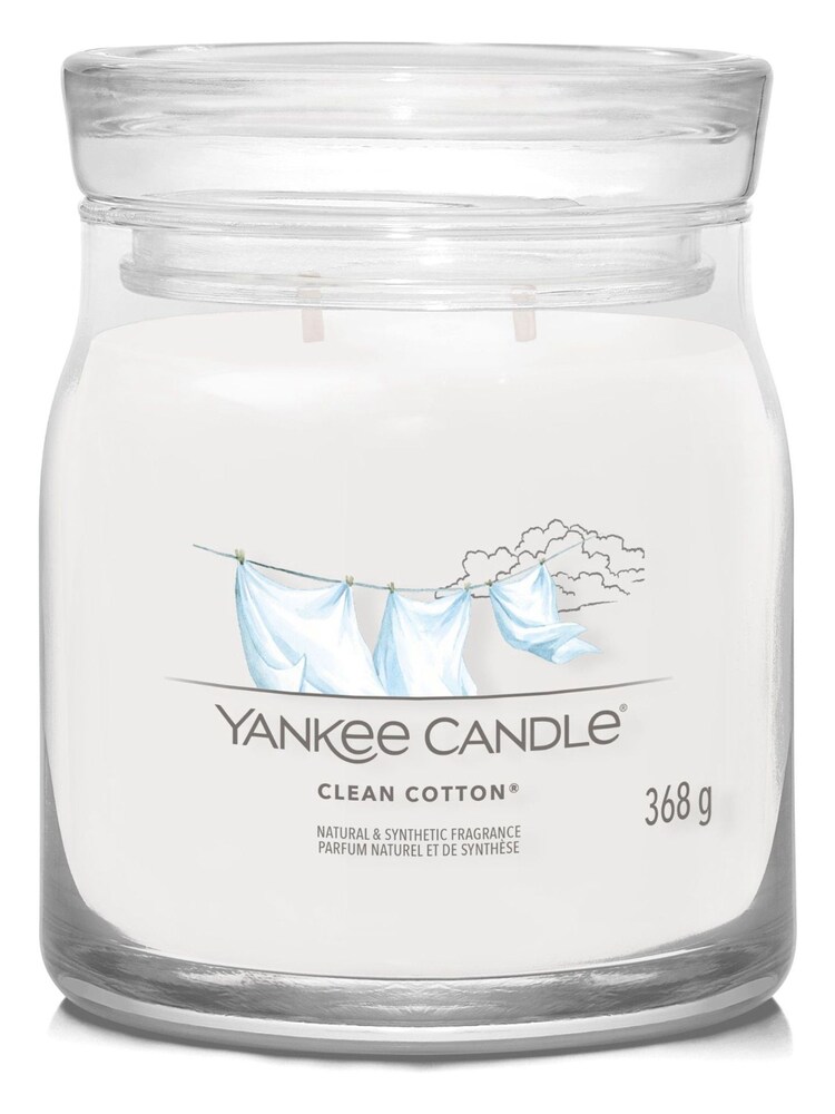 Yankee Candle White Signature Medium Jar Scented Candle Clean Cotton - Image 2 of 4