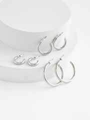 Silver Tone 3 Pack Hoop Earrings - Image 1 of 1