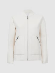 Reiss Cream Immy Relaxed Blindseam Bomber Jacket - Image 2 of 7