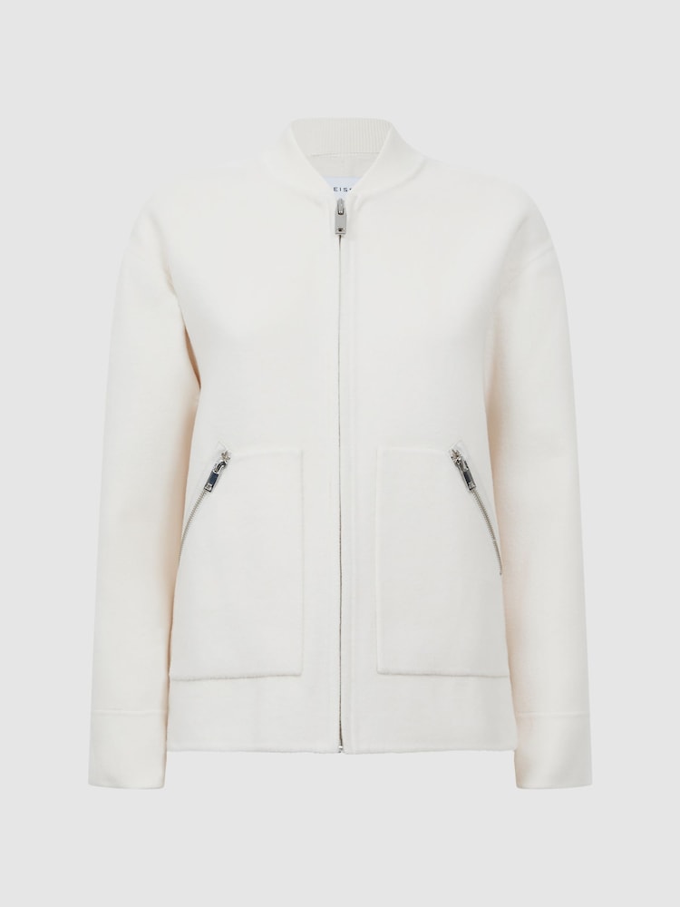 Reiss Cream Immy Relaxed Blindseam Bomber Jacket - Image 2 of 7