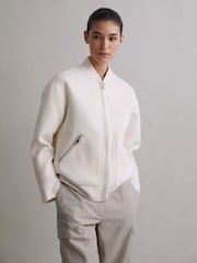 Reiss Cream Immy Relaxed Blindseam Bomber Jacket - Image 7 of 7