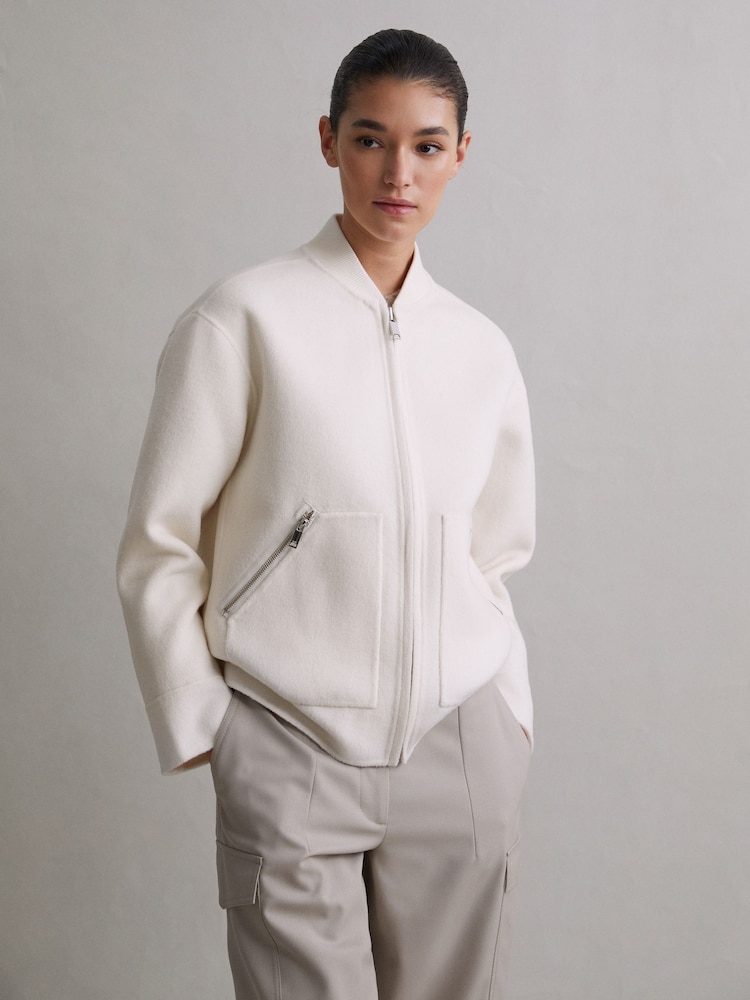 Reiss Cream Immy Relaxed Blindseam Bomber Jacket - Image 7 of 7