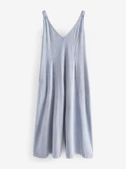 Blue Wash 100% Cotton Rich Wide Leg Jersey Sleeveless Jumpsuit - Image 5 of 6