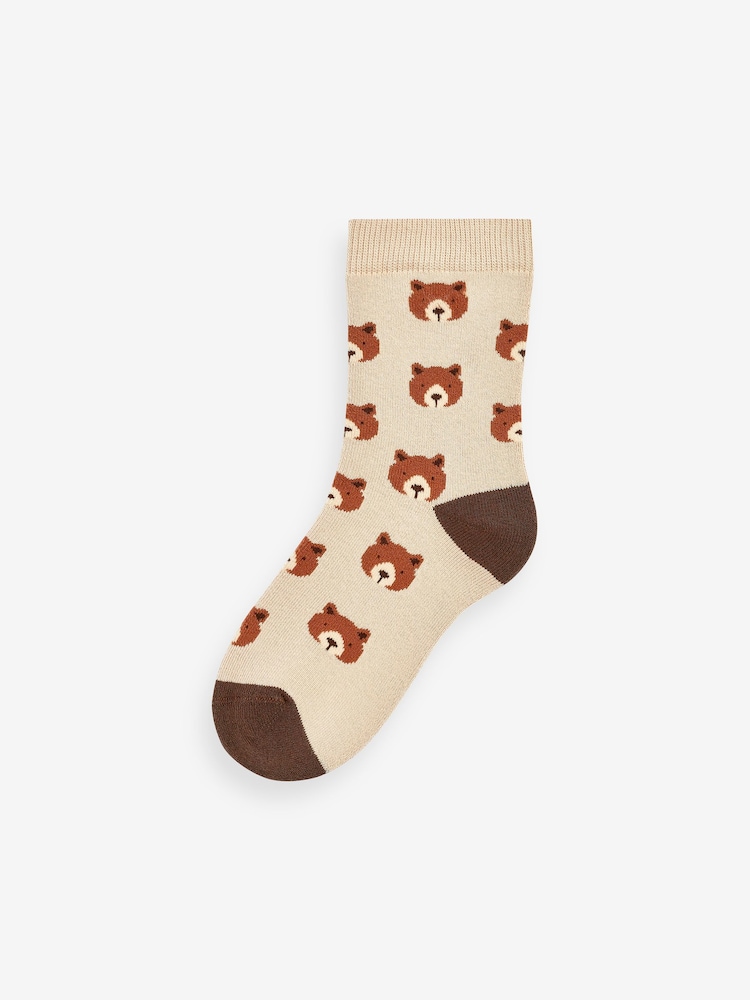 Bear Stripe Cosy Terry Cotton Rich Socks 5 Pack - Image 2 of 6