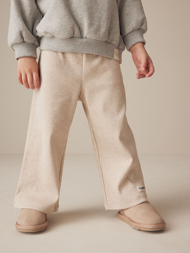 Ecru Ribbed Wide Leg Trousers (3mths-7yrs) - Image 1 of 8