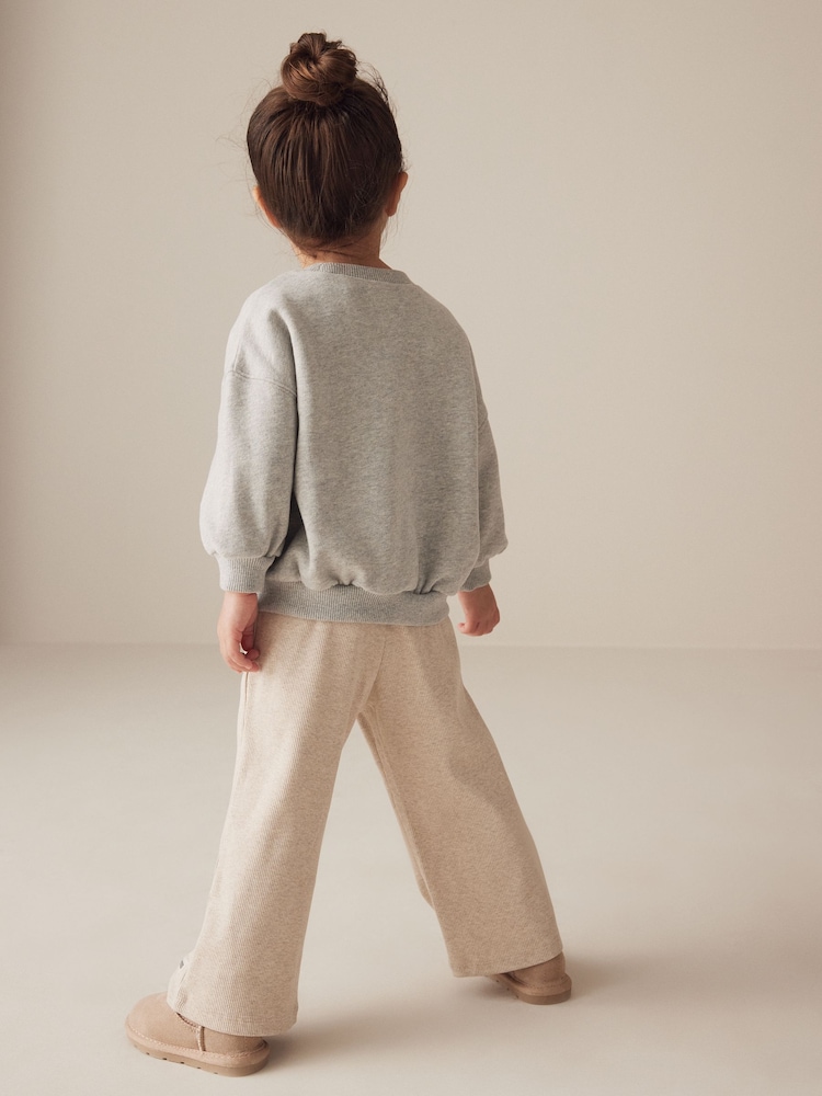 Ecru Ribbed Wide Leg Trousers (3mths-7yrs) - Image 3 of 8