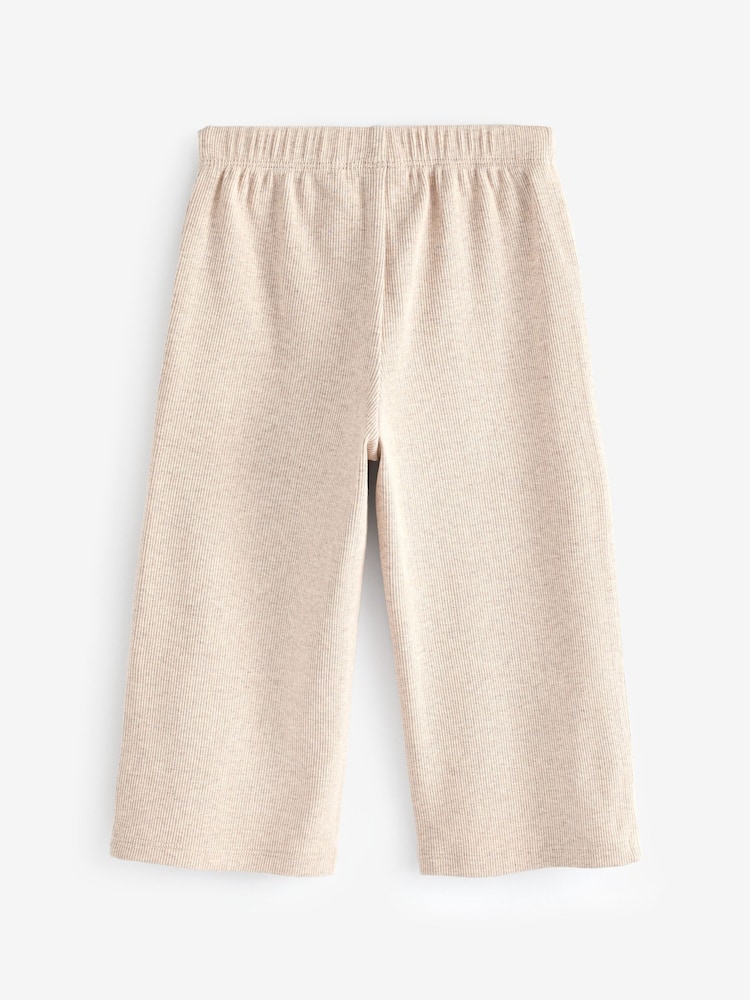 Ecru Ribbed Wide Leg Trousers (3mths-7yrs) - Image 7 of 8