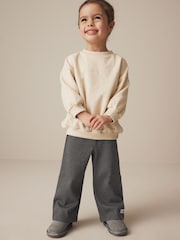 Charcoal Grey Ribbed Wide Leg Trousers (3mths-7yrs) - Image 2 of 7