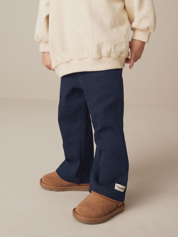 Navy Ribbed Wide Leg Trousers (3mths-7yrs) - Image 2 of 5