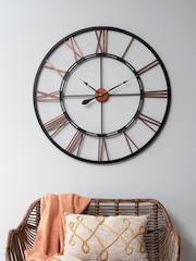 Libra Black Oversized Metal Skeletal Wall Clock - Image 1 of 2