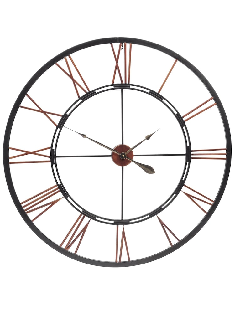 Libra Black Oversized Metal Skeletal Wall Clock - Image 2 of 2