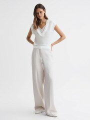 Reiss Ivory Bonnie Layered V-Neck T-Shirt - Image 4 of 5