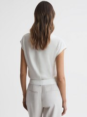 Reiss Ivory Bonnie Layered V-Neck T-Shirt - Image 5 of 5