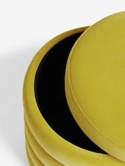 Soft Velvet Chartreuse Yellow Stella Ribbed Storage Stool - Image 3 of 8
