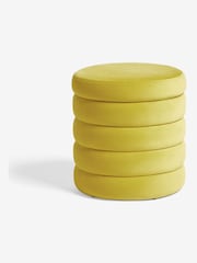 Soft Velvet Chartreuse Yellow Stella Ribbed Storage Stool - Image 4 of 8