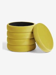 Soft Velvet Chartreuse Yellow Stella Ribbed Storage Stool - Image 5 of 8