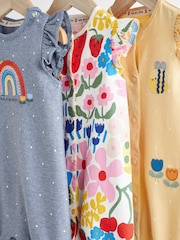 Blue/ Yellow Character Baby Rompers 3 Pack - Image 6 of 10