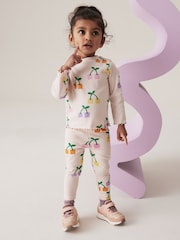 Ecru Rainbow Cherries Cotton Rich Ribbed Leggings (3mths-7yrs) - Image 1 of 8