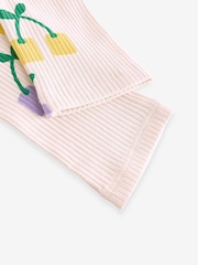 Ecru Rainbow Cherries Cotton Rich Ribbed Leggings (3mths-7yrs) - Image 8 of 8