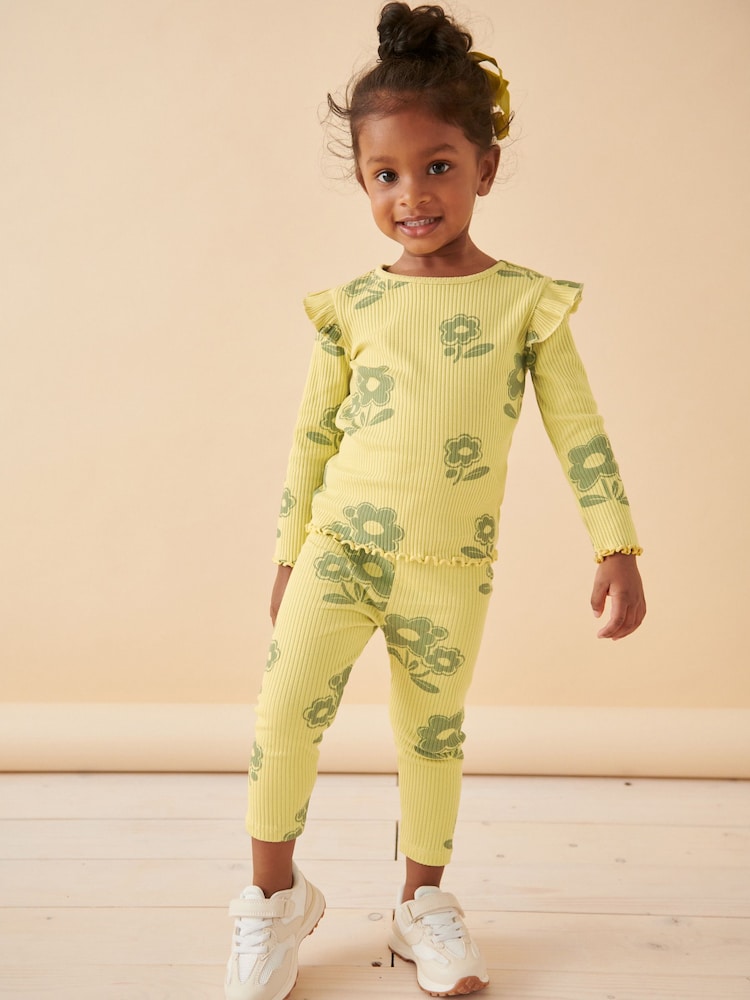 Green Flower Leggings (3mths-7yrs) - Image 2 of 6