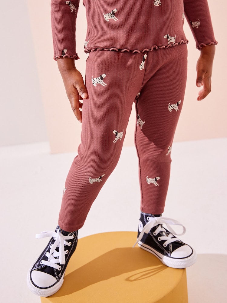 Red Dog Rib Jersey Leggings (3mths-7yrs) - Image 1 of 8 Red Dog Rib Jersey Leggings (3mths-7yrs) - Image 1 of 8