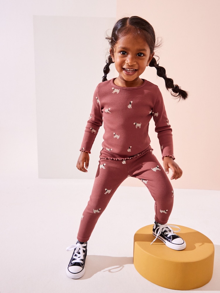 Red Dog Rib Jersey Leggings (3mths-7yrs) - Image 2 of 8 Red Dog Rib Jersey Leggings (3mths-7yrs) - Image 2 of 8