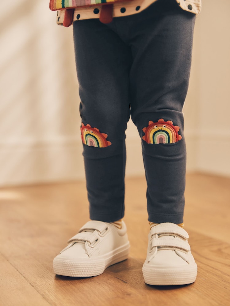 Charcoal Grey Rainbow Embellished Leggings (3mths-7yrs) - Image 1 of 4 Charcoal Grey Rainbow Embellished Leggings (3mths-7yrs) - Image 1 of 4