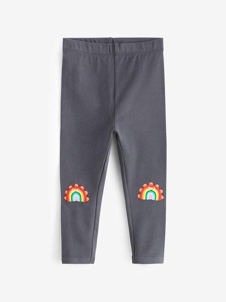 Charcoal Grey Rainbow Embellished Leggings (3mths-7yrs) - Image 2 of 4 Charcoal Grey Rainbow Embellished Leggings (3mths-7yrs) - Image 2 of 4