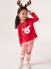 Red Stripe Christmas Santa Embellished Leggings (3mths-7yrs) - Image 2 of 7
