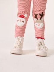 Red Stripe Christmas Santa Embellished Leggings (3mths-7yrs) - Image 4 of 7