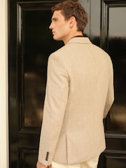 Neutral Double Breasted Wool Blend Dogtooth Blazer - Image 6 of 9