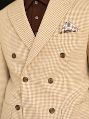 Neutral Double Breasted Wool Blend Dogtooth Blazer - Image 7 of 9