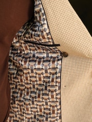 Neutral Double Breasted Wool Blend Dogtooth Blazer - Image 9 of 9