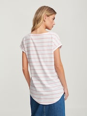 Pink Stripe Cap Sleeve T-Shirt Top - Image 4 of 7