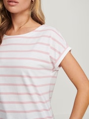 Pink Stripe Cap Sleeve T-Shirt Top - Image 5 of 7