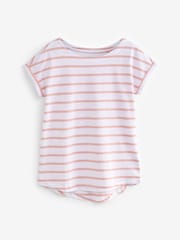 Pink Stripe Cap Sleeve T-Shirt Top - Image 7 of 7