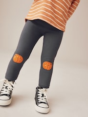 Charcoal Grey Pumpkin Embellished Leggings (3mths-7yrs) - Image 1 of 7