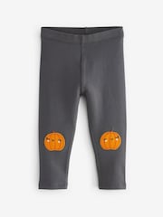 Charcoal Grey Pumpkin Embellished Leggings (3mths-7yrs) - Image 5 of 7