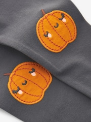 Charcoal Grey Pumpkin Embellished Leggings (3mths-7yrs) - Image 7 of 7