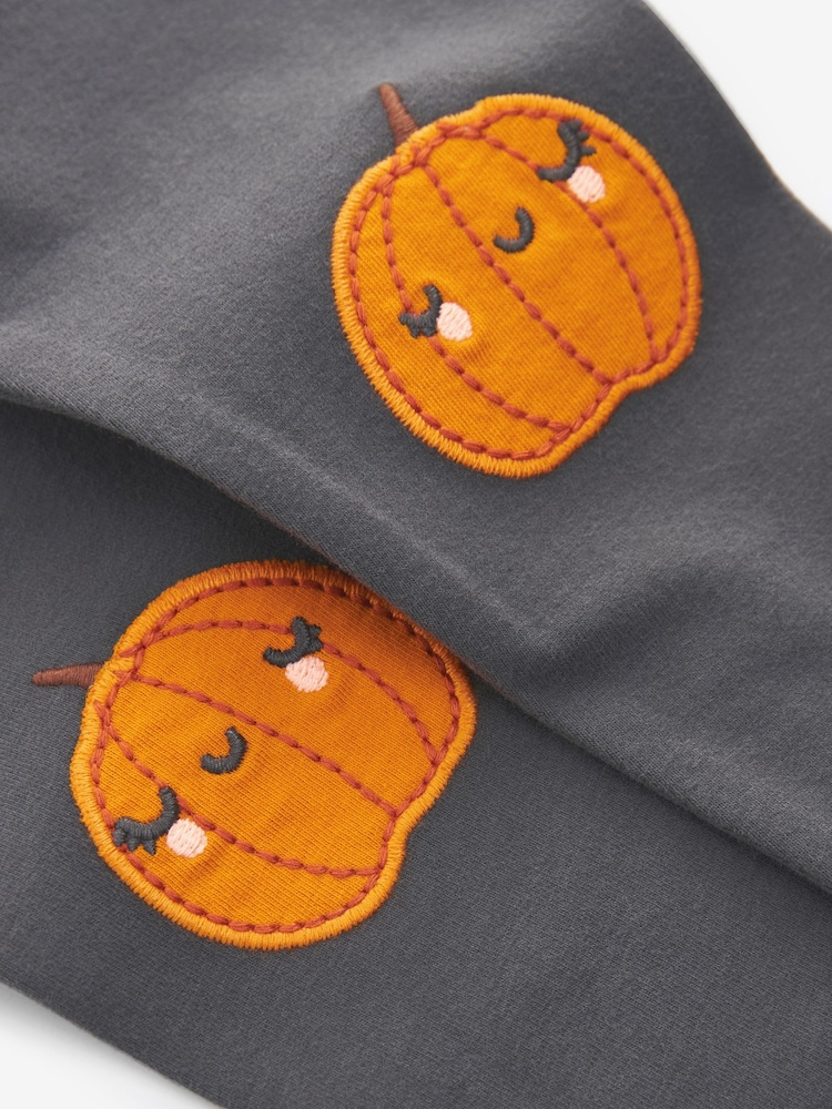 Charcoal Grey Pumpkin Embellished Leggings (3mths-7yrs) - Image 7 of 7