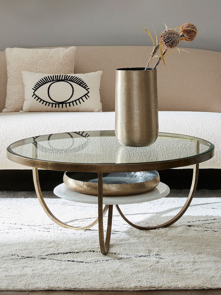 Libra Interiors Gold Nolita Iron Round Coffee Shelf - Image 1 of 2