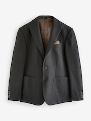 Chevronmuster, grau - Eleganter, strukturierter Blazer in schmaler Passform - Bild 8 von 12